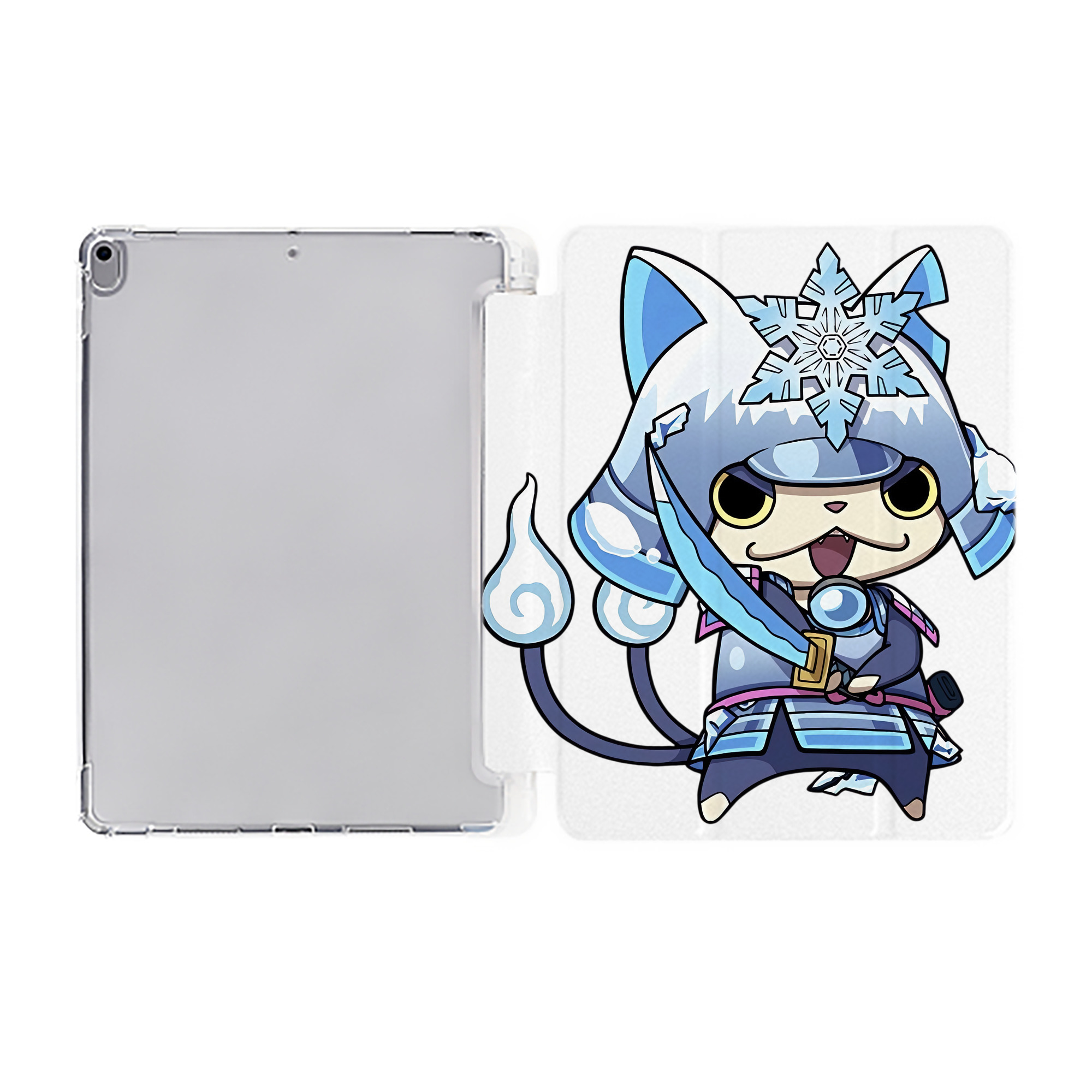 （画像用） 妖怪ウォッチ Yo-kai Watch IPad ケース ペン収納付き 三つ折りスタンド PUレザー×シリコン 対応機種9.5/10.5/10.9インチ
